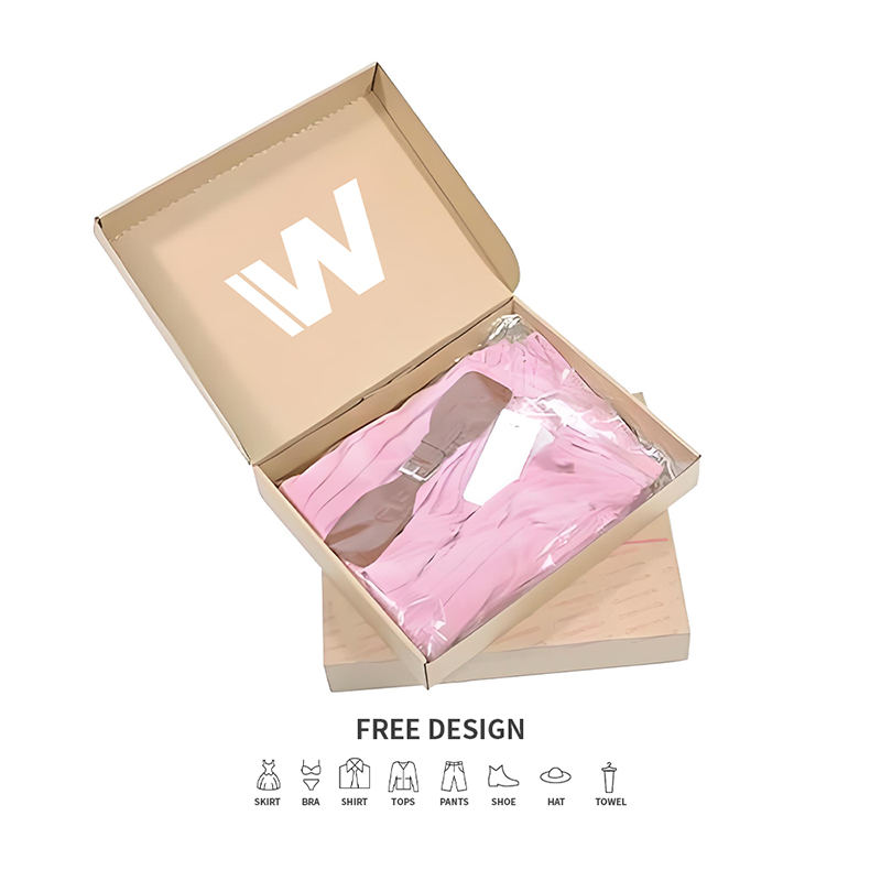 Hnedé jednoduché krabice na balenie odevov z vlnitej lepenky