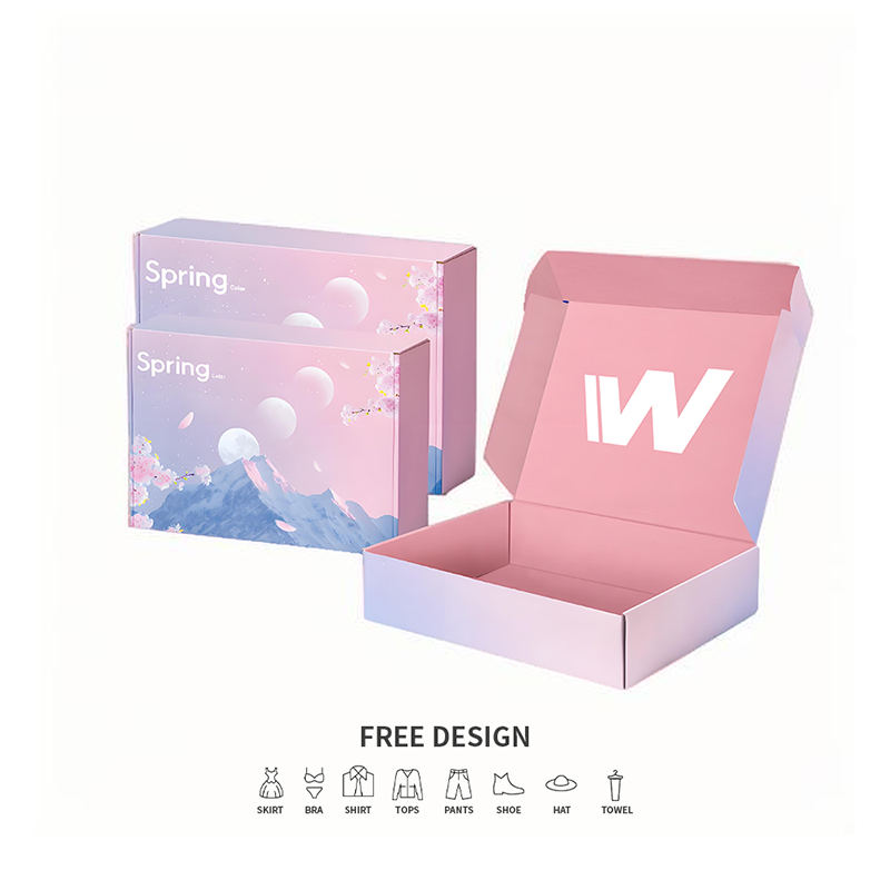 Krabice na balenie vlnitého oblečenia s pastelovým gradientom