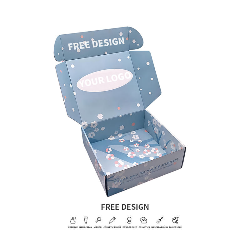 Modré pozadie okvetné lístky vlnité kozmetické obalové krabice